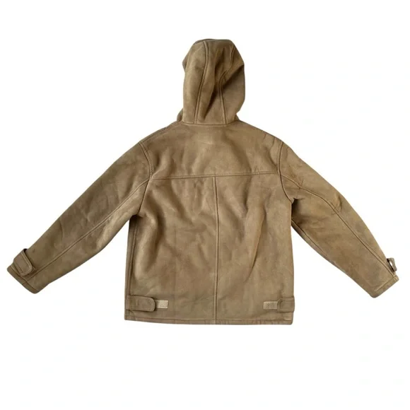 Guess Jeans Vintage Coat Faux Shearling Hooded Jacket Retro Sherpa - Picture 3 of 13